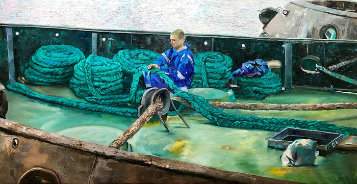 Братья Дмитренко. Интеллектуальный реализм. «Канаты» 2019 г., Холст/масло 105 х 200 см.
