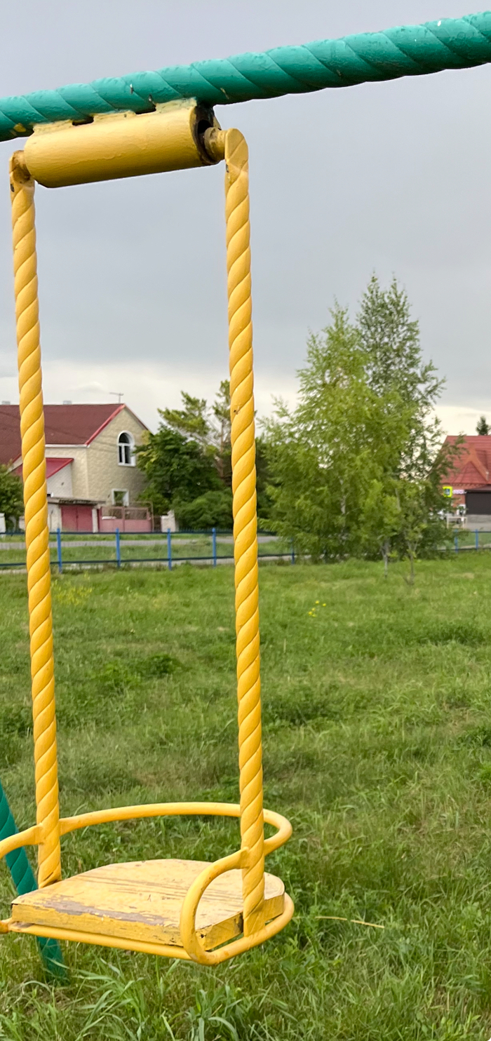 Качеля для малышей, с которой очень легко им падать вперед и назад. К тому же она дико скрипит на весь парк.