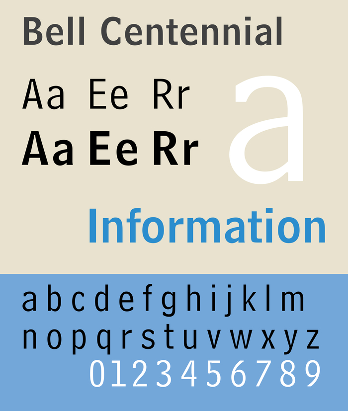 Шрифт Bell Centennial (GearedBull, Wikimedia Commons)