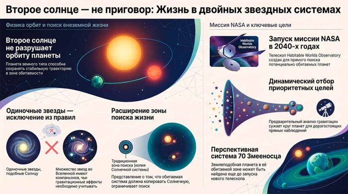 Физика орбит и влияние второго солнца на поиск потенциально обитаемых планет.