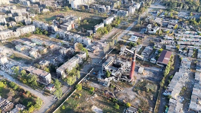 Доброполье с камеры дрона-разведчика Фото: Кадр видео.