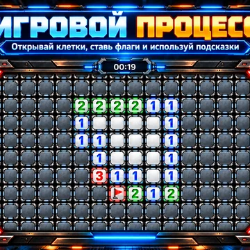 Сапёр: Бомбит - классическая головоломка с ярким оформлением и новыми возможностями! Открывайте клетки, находите мины, выбирайте уровень сложности или испытайте себя в бесконечном режиме. Побеждайте, зарабатывайте бомбиты и устанавливайте рекорды! (скриншот 3)